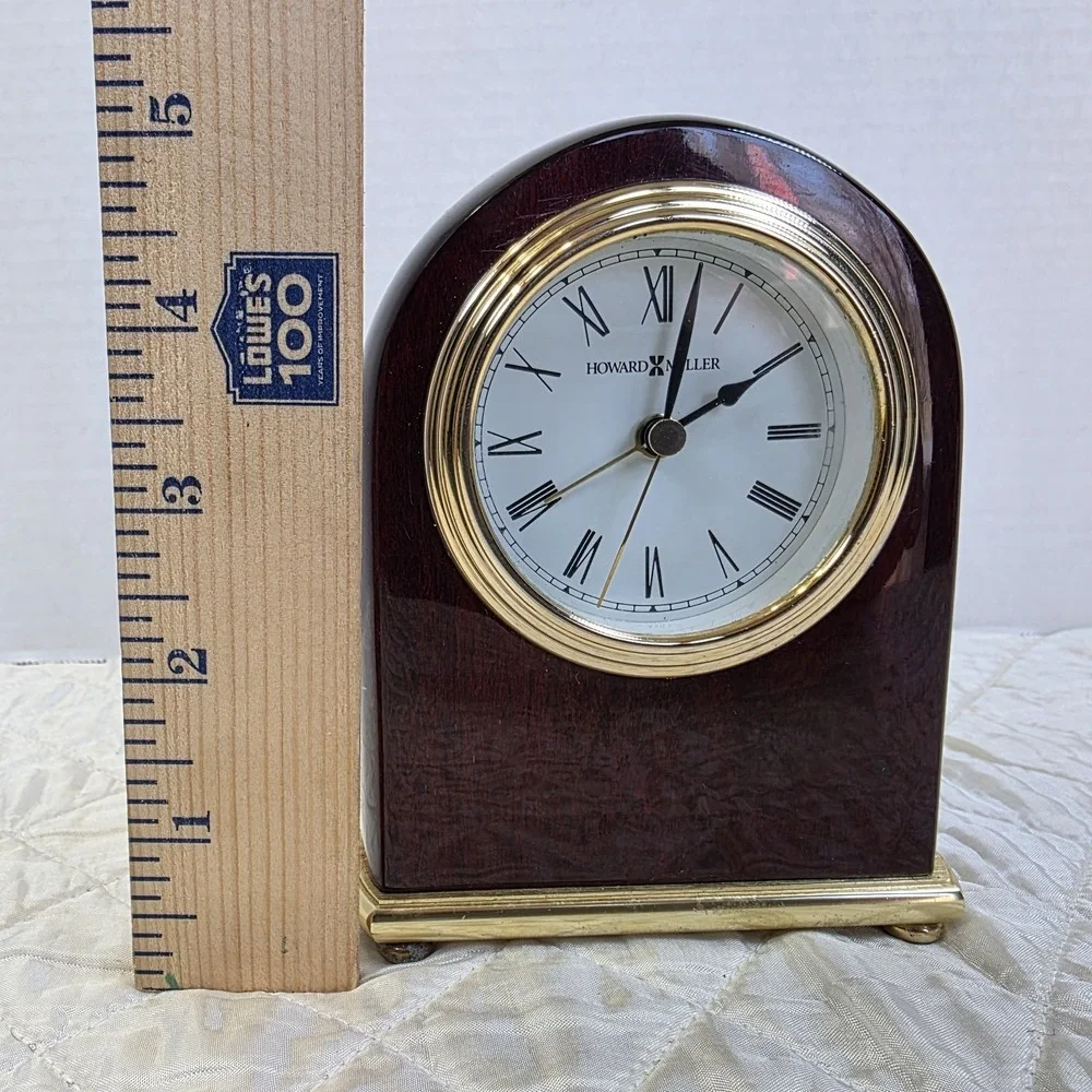 Howard Miller 613-487 Rosewood Arch Table Alarm Clock – Benchmark Quartz – 1990s